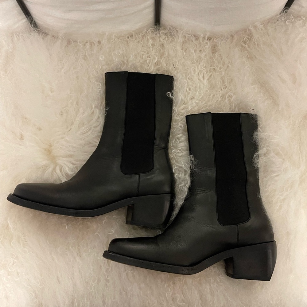 Legres black leather western Chelsea boot 38/8 - Picture 4 of 6
